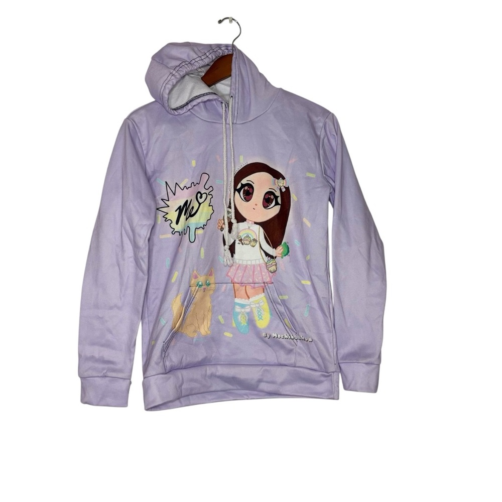 Anime Lilac Hoodie with‎ Cartoon Print Sz XS